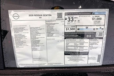 2026 Nissan Sentra SV - Convenience and Moonroof Packages