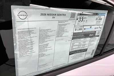 2026 Nissan Sentra SV - Convenience Package