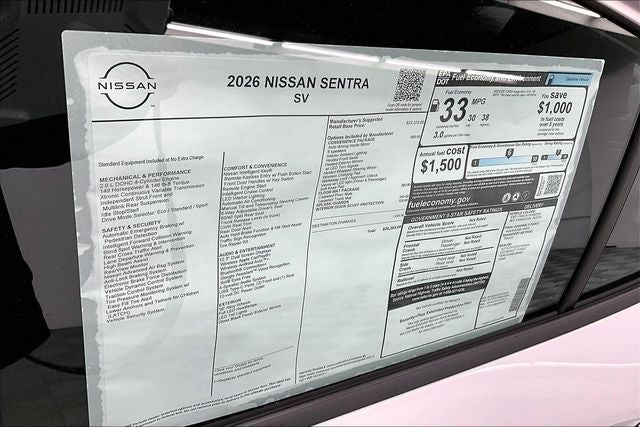 2026 Nissan Sentra SV - Convenience Package