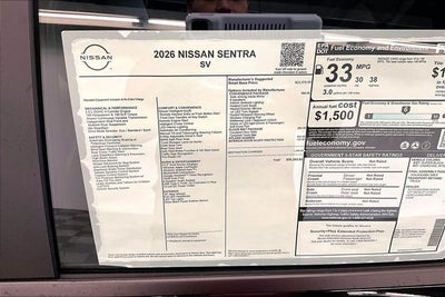 2026 Nissan Sentra SV - Convenience Package