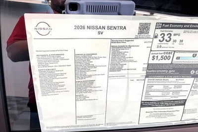 2026 Nissan Sentra SV - Convenience Package