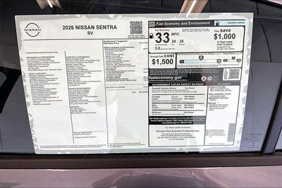 2026 Nissan Sentra SV - Convenience and Moonroof Packages