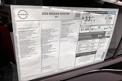 2026 Nissan Sentra SV - Convenience Package