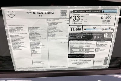 2026 Nissan Sentra SV - Convenience Package