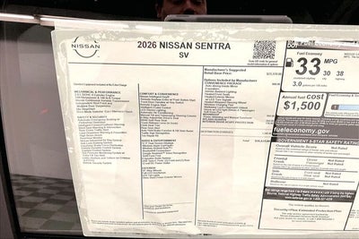 2026 Nissan Sentra SV - Convenience and Moonroof Packages