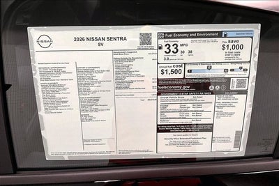 2026 Nissan Sentra SV - Convenience and Moonroof Packages