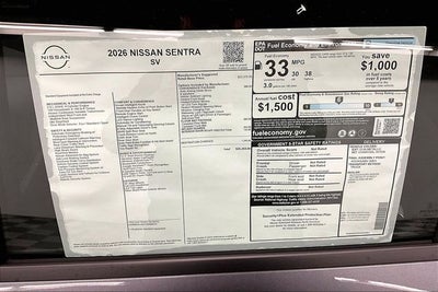 2026 Nissan Sentra SV - Convenience Package