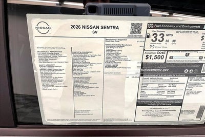 2026 Nissan Sentra SV - Convenience Package
