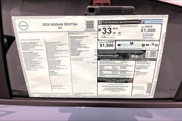 2026 Nissan Sentra SV - Convenience and Moonroof Packages
