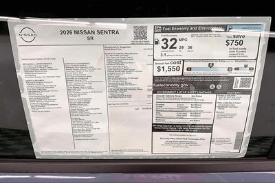 2026 Nissan Sentra SR - Premium, All Weather, Moonroof Pkgs