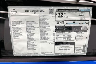 2026 Nissan Sentra SR - Premium, All Weather, Trunk Pkgs