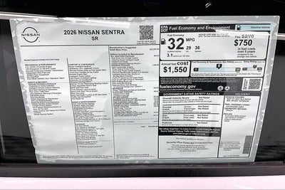 2026 Nissan Sentra SR - Premium, All Weather, Moonroof Pkgs