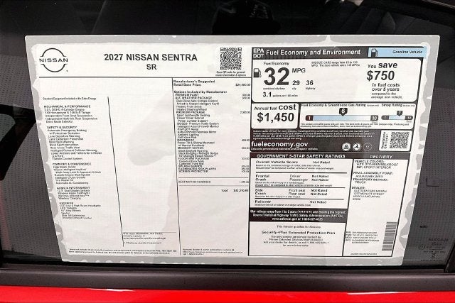 2027 Nissan Sentra SR - Midnight, Premium, All Weather, Moonroof Pkgs