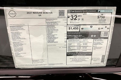 2027 Nissan Sentra SR - Midnight, Premium, All Weather, Moonroof Pkgs
