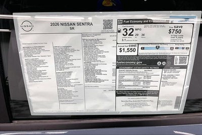 2026 Nissan Sentra SR - Premium, All Weather, Moonroof Pkgs