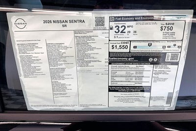 2026 Nissan Sentra SR - Premium, Moonroof, All Weather Pkgs