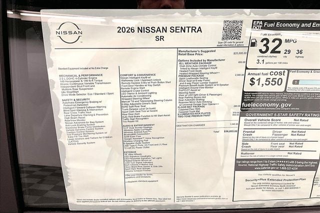 2026 Nissan Sentra SR - Premium and All Weather Packages