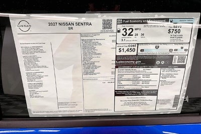 2027 Nissan Sentra SR - Midnight, Premium, All Weather, Moonroof Pkgs
