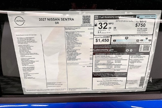2027 Nissan Sentra SR - Midnight, Premium, All Weather, Moonroof Pkgs