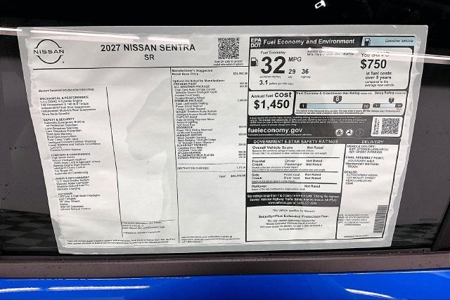 2027 Nissan Sentra SR - Midnight, Premium, All Weather, Moonroof Pkgs