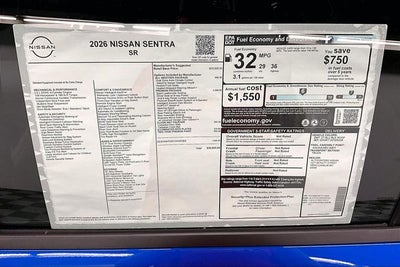 2026 Nissan Sentra SR - Premium and All Weather Packages