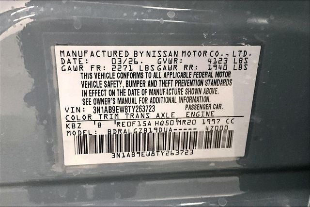 2026 Nissan Sentra SL - Trunk Package