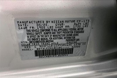 2025 Nissan Versa 1.6 S - Plus and Trunk Packages