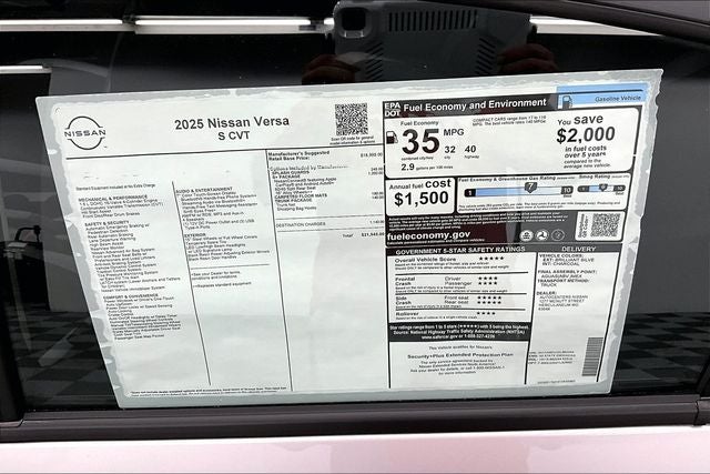 2025 Nissan Versa 1.6 S - Plus and Trunk Packages