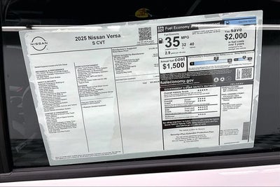 2025 Nissan Versa 1.6 S - Plus and Trunk Packages