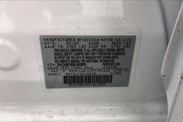 2025 Nissan Versa 1.6 SV - Trunk Package