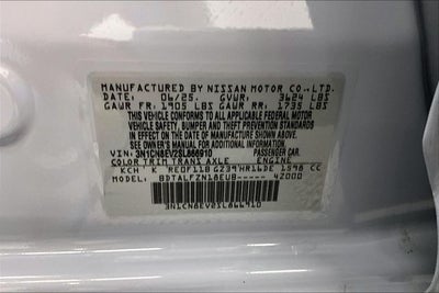 2025 Nissan Versa 1.6 SV - Trunk Package