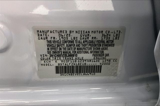 2025 Nissan Versa 1.6 SV - Trunk Package