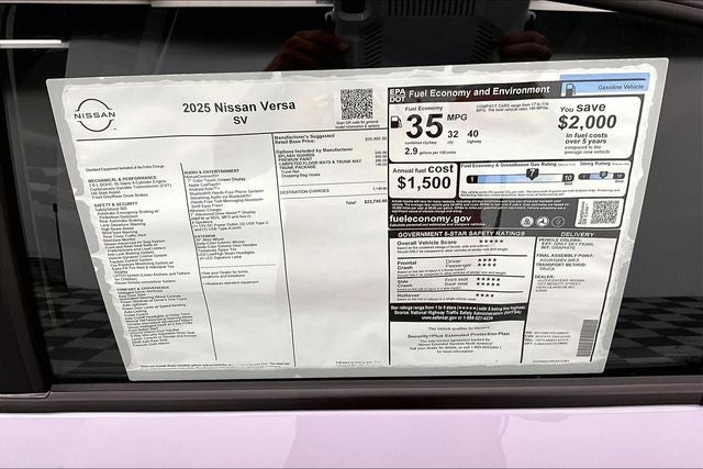 2025 Nissan Versa 1.6 SV - Trunk Package