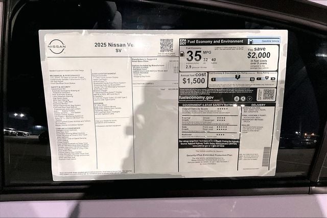2025 Nissan Versa 1.6 SV - Trunk Package