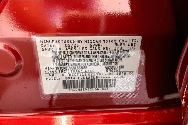 2025 Nissan Versa 1.6 SV - Trunk Package