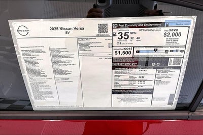 2025 Nissan Versa 1.6 SV - Trunk Package