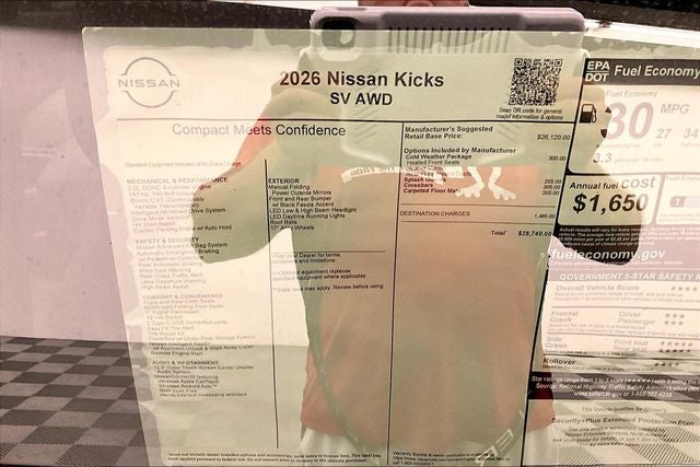 2026 Nissan Kicks SV AWD - Cold Weather and Electronics Packages