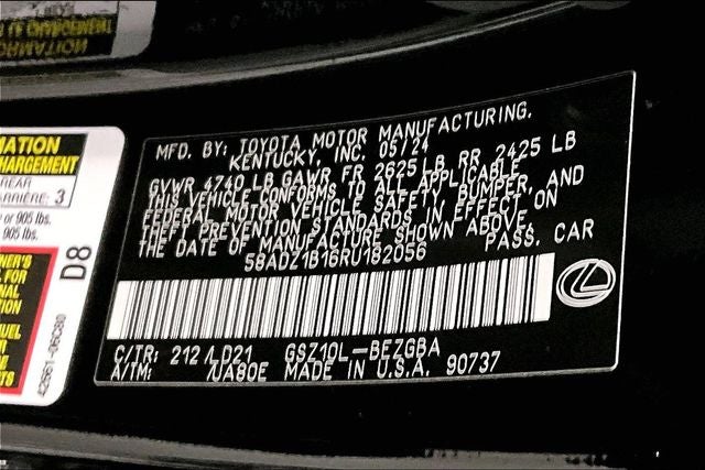 2024 Lexus ES 350 Premium Pkg - Sunroof - Htd/Cooled Seats