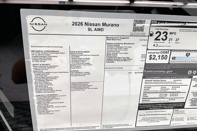 2026 Nissan Murano SL AWD - Comfort Package