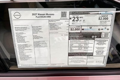 2027 Nissan Murano Platinum AWD - Cargo Package