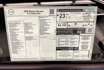 2026 Nissan Murano Platinum AWD - Technology and Cargo Packages