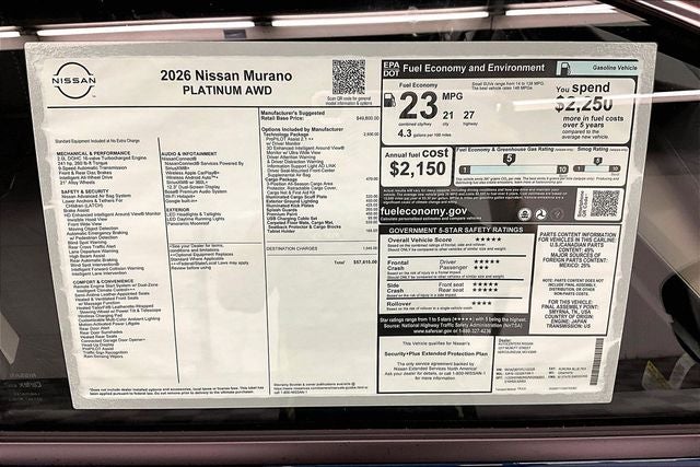 2026 Nissan Murano Platinum AWD - Technology and Cargo Packages