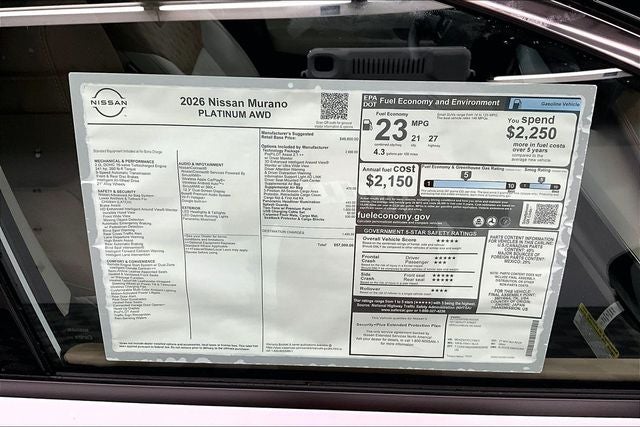 2026 Nissan Murano Platinum AWD - Technology and Cargo Packages