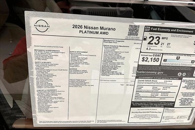 2026 Nissan Murano Platinum AWD - Technology and Cargo Packages