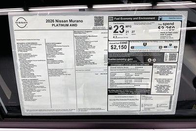 2026 Nissan Murano Platinum AWD - Technology and Cargo Packages