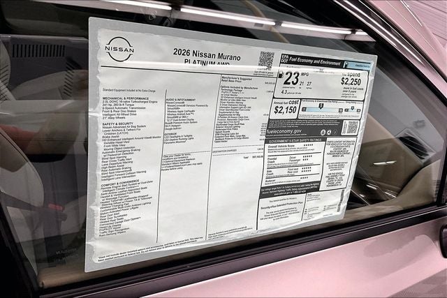 2026 Nissan Murano Platinum AWD - Technology and Cargo Packages
