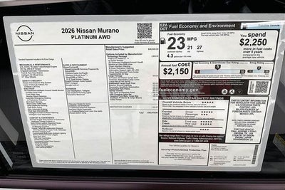 2026 Nissan Murano Platinum AWD - Technology and Cargo Packages