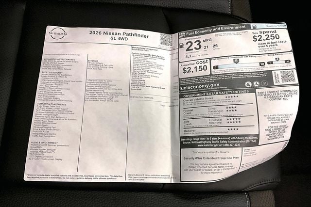 2026 Nissan Pathfinder SL 4WD - Premium, Captain Chairs, Cargo Pkgs