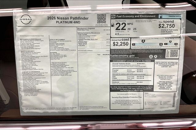 2026 Nissan Pathfinder Platinum 4WD - Cargo Package