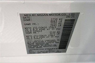 2025 Nissan Pathfinder Platinum 4WD - Black Appearance, Cargo, Lighting Pkgs